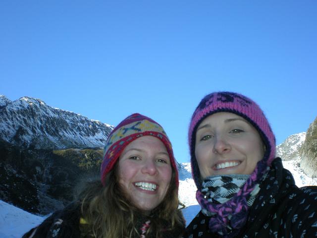 P6180490 Jade & Tanya Jade and Tanya, two lively girls from the UK heli-hiking the Fox Glacier